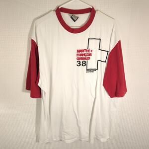 Marithe Francois Girbaud XL Ringer T Shirt White Red Graphic Vintage Korea